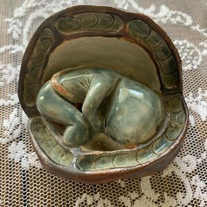 Studio pottery fetus in utero sculpture original artwork